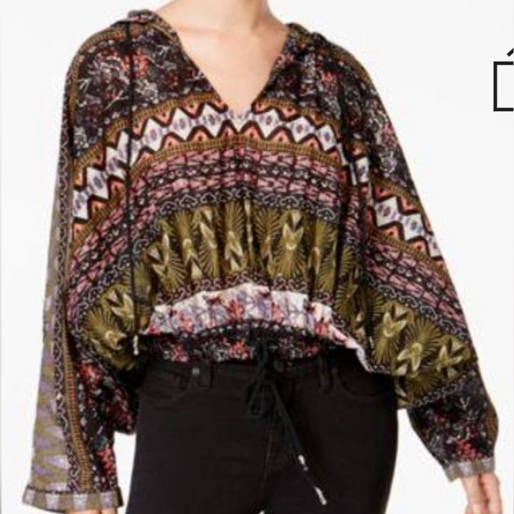 Free People Gauze Hooded Top